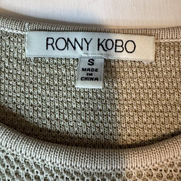 Ronny Kobo Mini Dress Size Small Beige Tan Stretch Bodycon Designer Fit & Flare - Picture 2 of 10